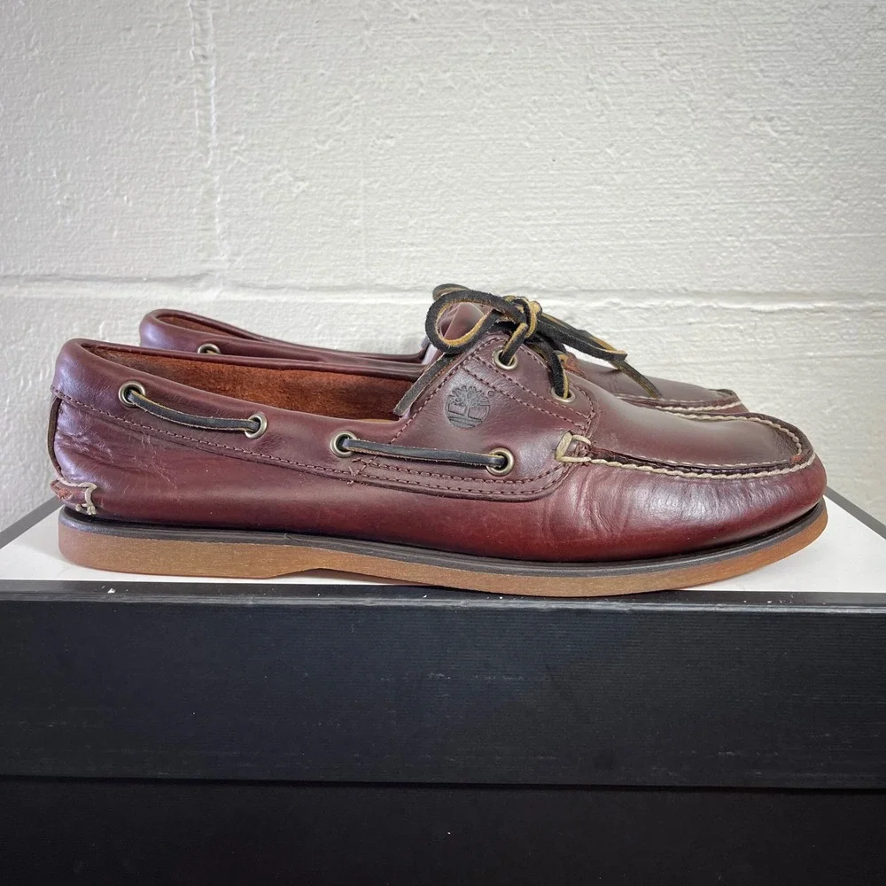 Timberland Classic 2 Eye 25077 Brown Leather Boat Shoes Men's Size 10.5 US